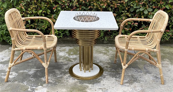 不銹鋼輕奢大理石2人位電陶爐火鍋桌