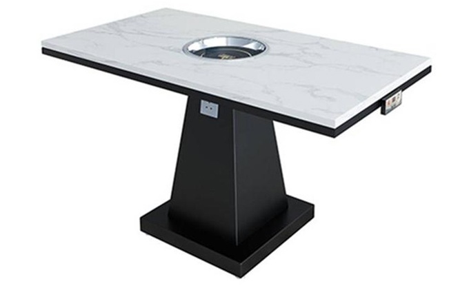 重慶火鍋桌定制_大理石電磁爐火鍋餐桌