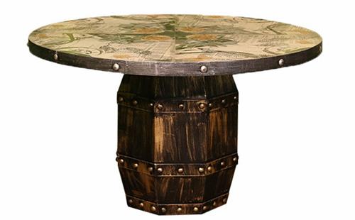 美式鄉(xiāng)村實(shí)木圓形餐桌餐臺(tái)飯桌