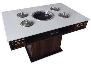 無煙凈化大理石臺面燒烤火鍋烤涮一體桌