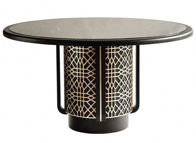 休閑會所新中式巖石板圓形桌子