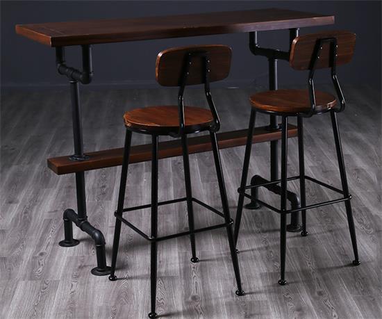 中式復古酒吧實木鐵藝酒吧桌家具