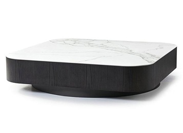 音樂清吧新中式實(shí)木巖板正方形茶幾