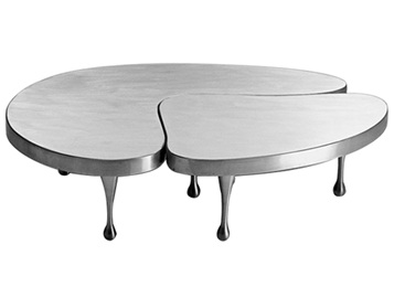 商務KTV現(xiàn)代簡約激光切割不銹鋼異形茶幾臺