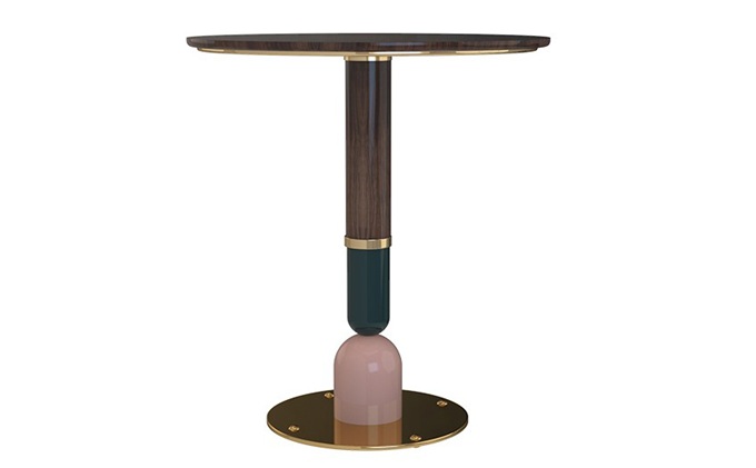 小清新酒吧后現(xiàn)代實(shí)木不銹鋼圓形吧臺(tái)