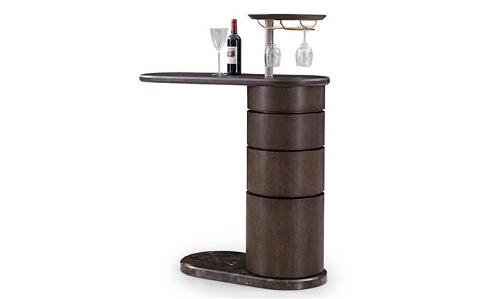 復古小酒吧橢圓形實木酒吧臺