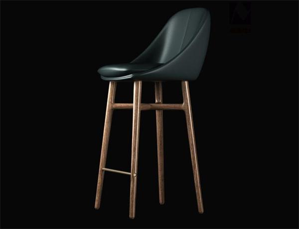 北歐簡約酒吧實(shí)木休閑靠背高腳椅