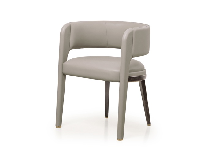 咖啡屋北歐風實木皮藝軟包休閑椅