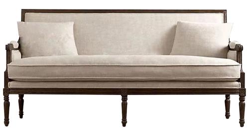 美式鄉(xiāng)村實木沙發(fā) 咖啡廳復(fù)古做舊三人沙發(fā)