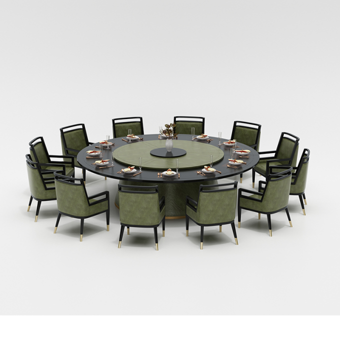 酒店包間時(shí)尚新中式2米電動餐桌豪華自動旋轉(zhuǎn)大圓桌