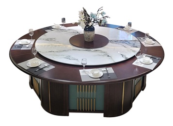 高檔會(huì)所包間電動(dòng)餐桌實(shí)木自動(dòng)旋轉(zhuǎn)餐桌