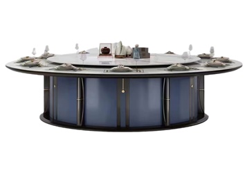 會所包間新中式旋轉大理石電動餐桌