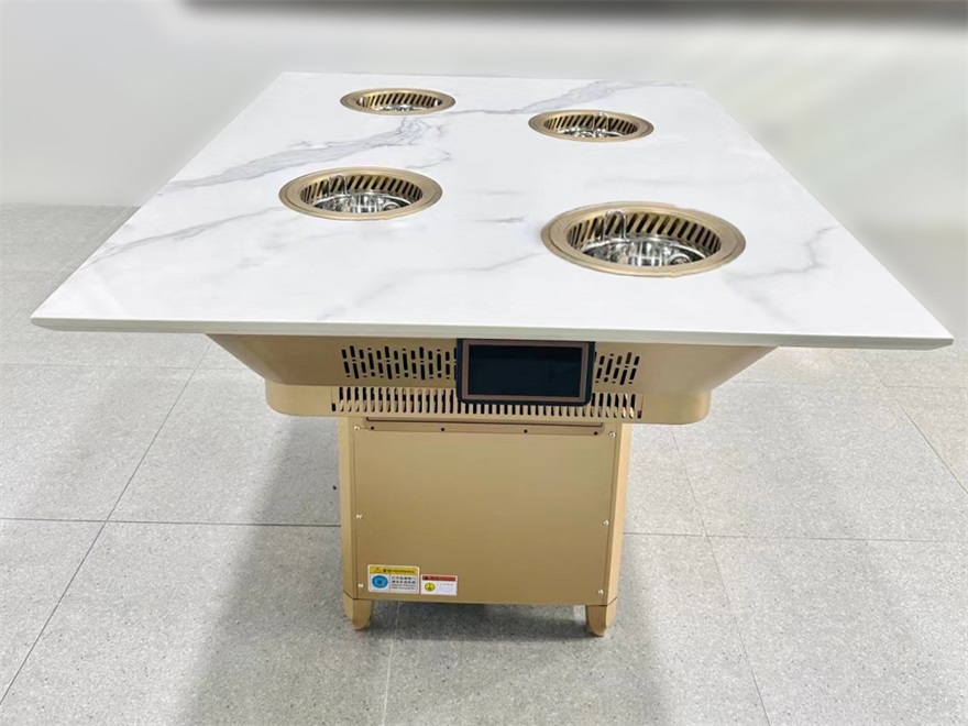 鋼化玻璃火鍋圓桌1.2米轉(zhuǎn)盤電磁爐一人一鍋火鍋桌子