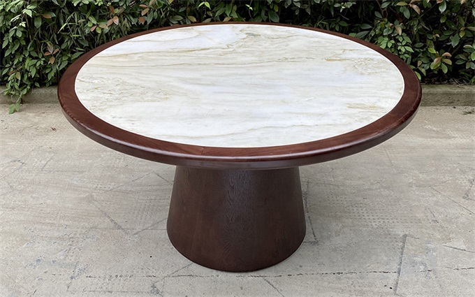 私房菜餐廳中式實(shí)木巖板餐桌